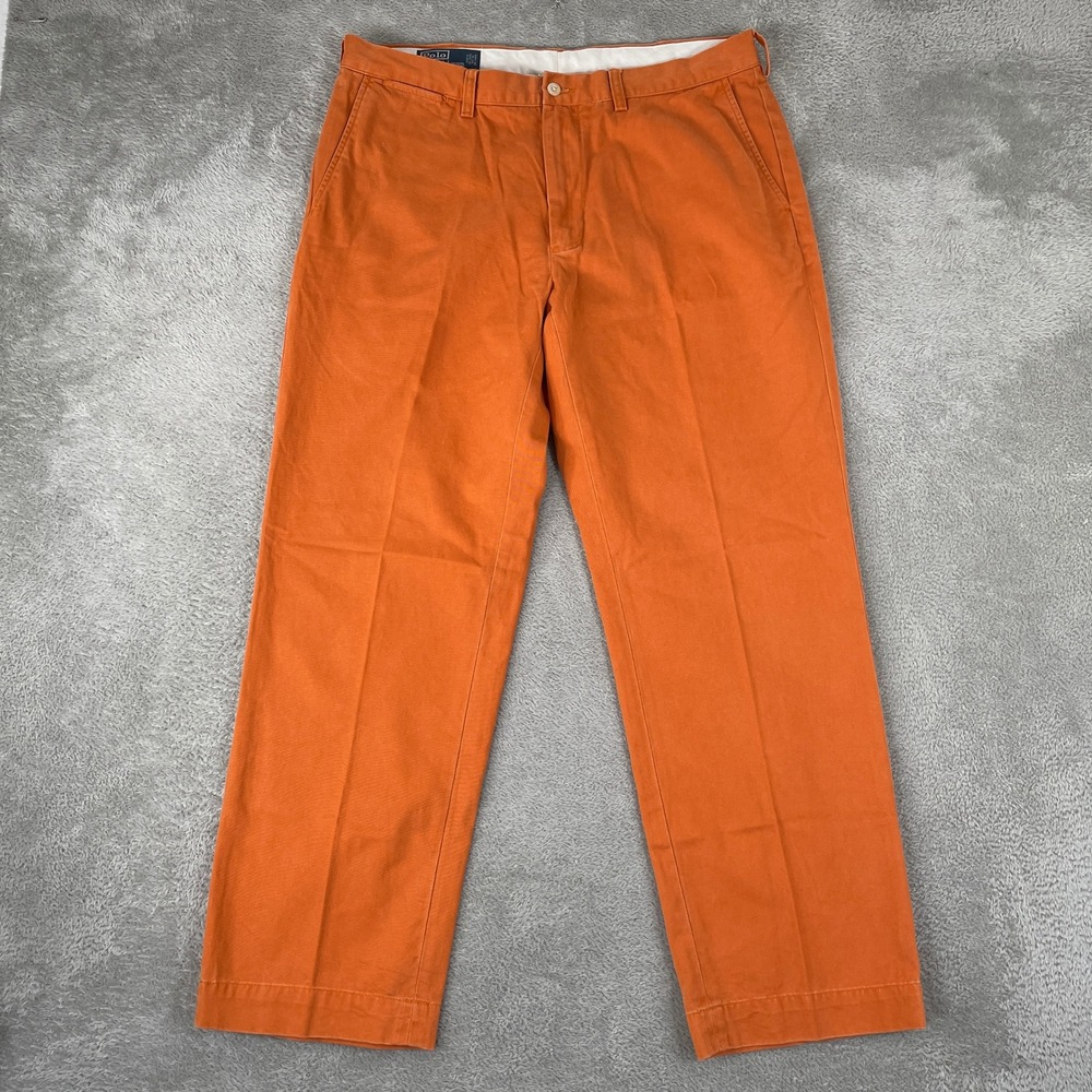 Polo Ralph Lauren Pants Mens 36x30 Orange Chino Straight Leg Preppy Cotton